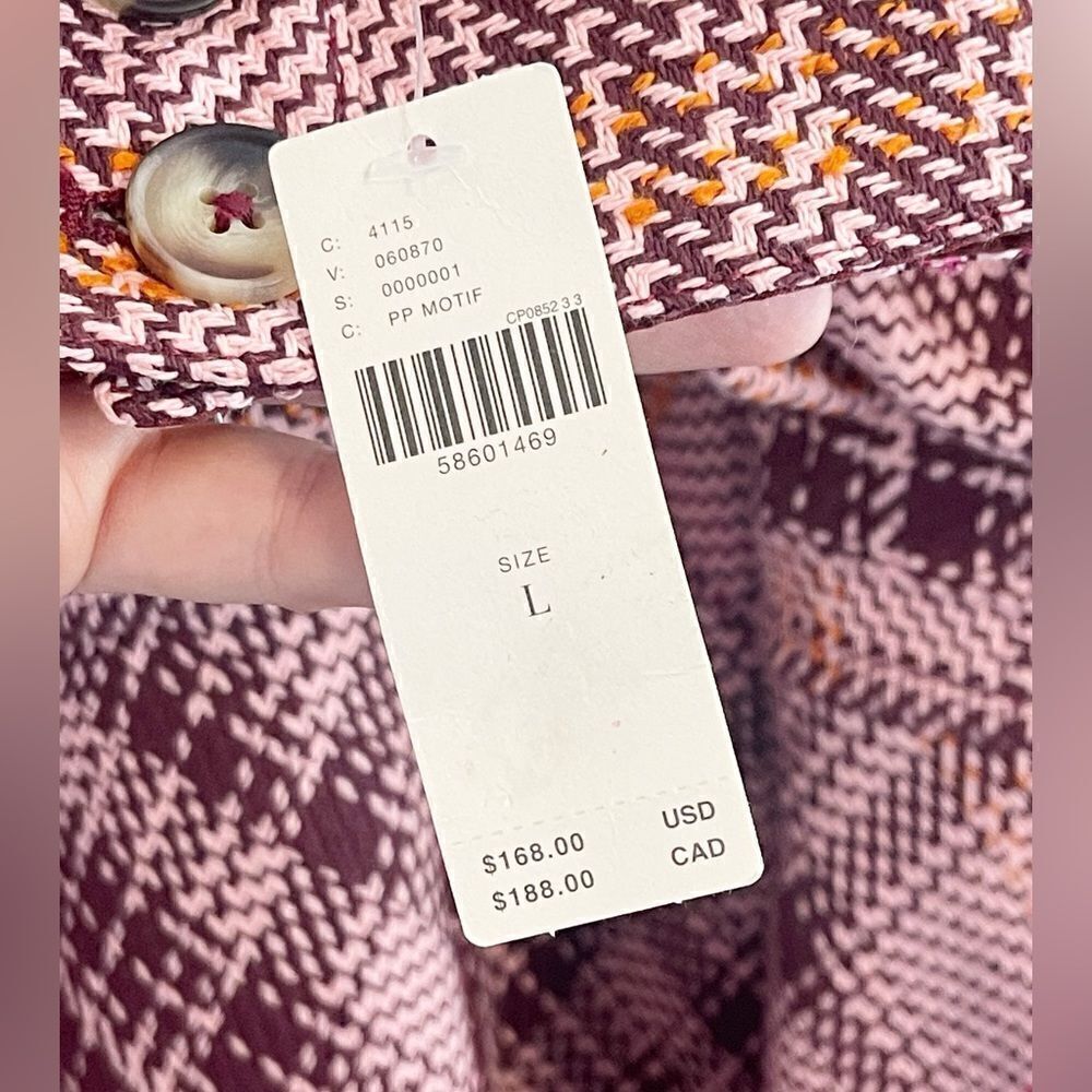 ANTHROPOLOGIE Hudson Plaid Shirt Jacket tweed Shacket NWT Large - Picture 7 of 10